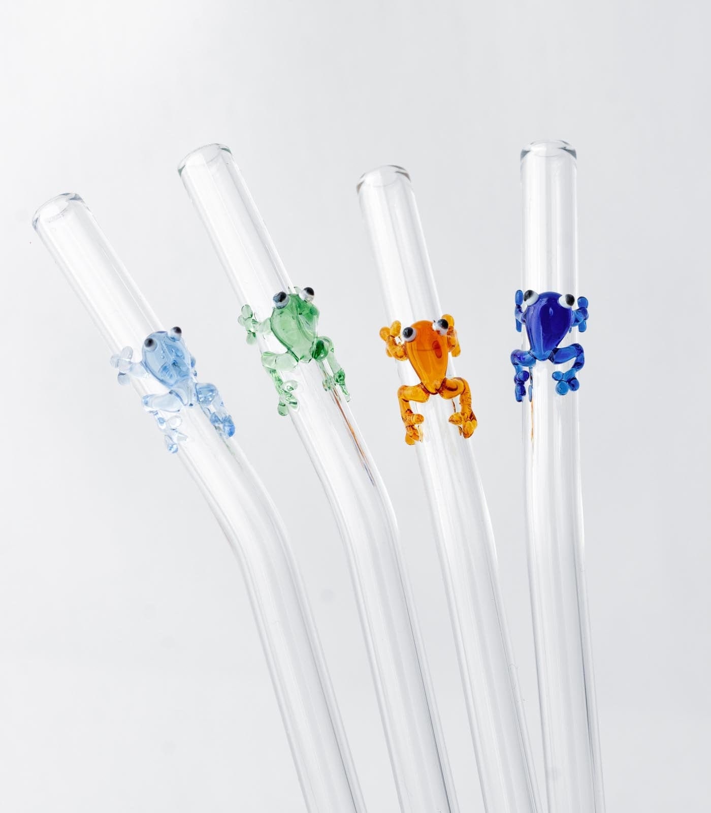 Long Glass Straws Blue Glass / 4 Pack / Combo