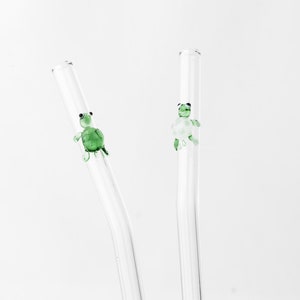 2 Pack of Turtle Glass Straws - Reusable Straws | Glass Straw | Glass Drinking Straw | Turtle Straws | Reusable Glass Straw | Turtle Gifts