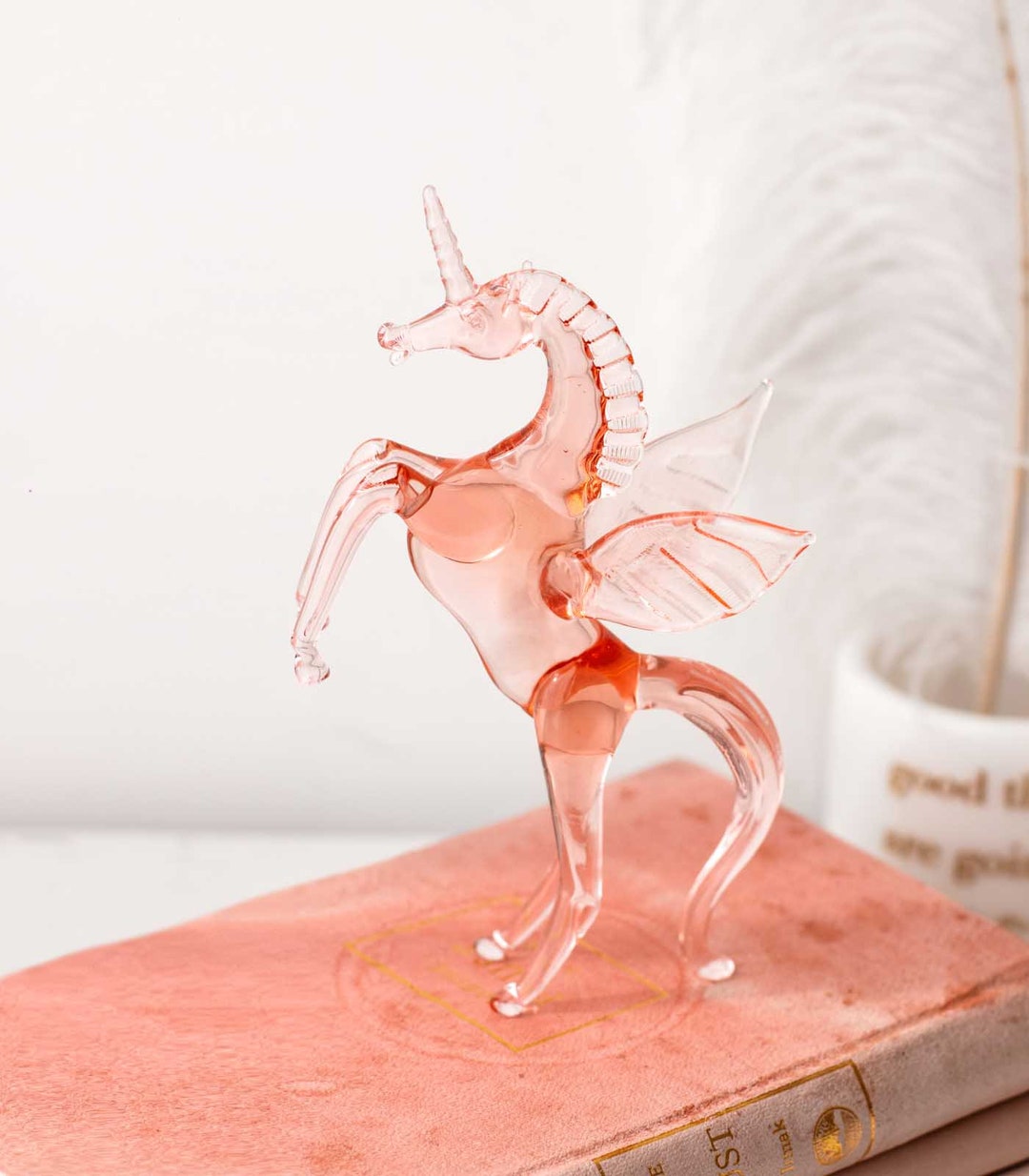 Winged Unicorn Glass Figurine Alicorn Glass Figurines Animal Etsy