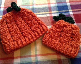 Cabled Pumpkin Head Hats