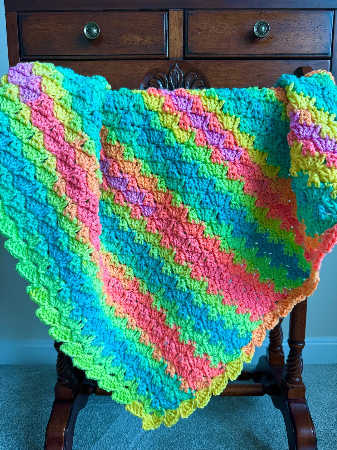 EASY Diagonal Shell Baby Blanket - Etsy
