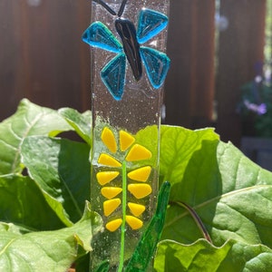 Fused glass butterfly garden stake