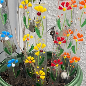 Fused glass garden stakes