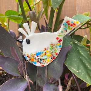 Fused Glass bird garden stake