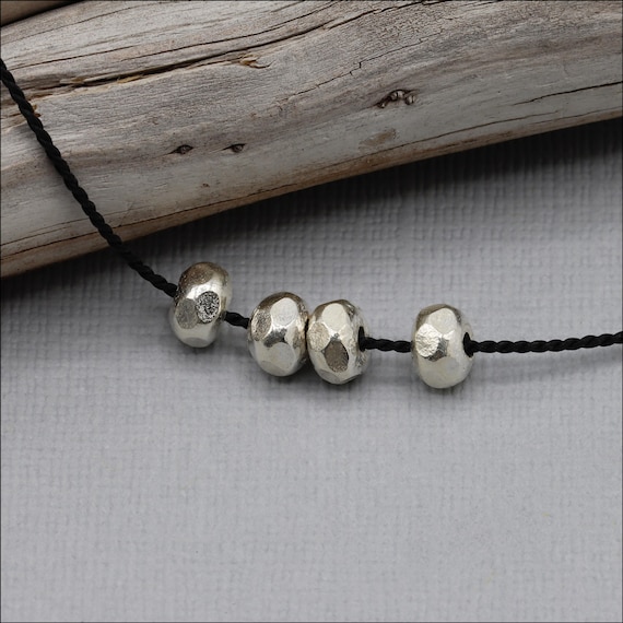 HB090 ~ Hill Tribe Silver Shiny Faceted Bead ~ Package of 10
