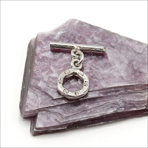 HTG012 ~ Hill Tribe Silver Stamped Hexagon Toggle, Small Toggle, Ring 10mm, Bar 15mm, Price per Set