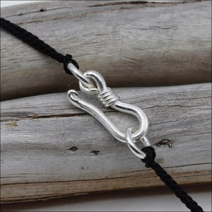 HTG018 ~ Hill Tribe Silver Clasp, Medium Hook and Eye Clasp, 22mm long including the rings, Price per piece