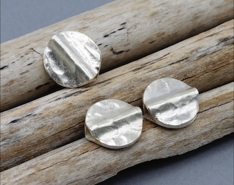 HB138 ~ Hill Tribe Silver Flat Hammered Round Bead ~ Package of 2