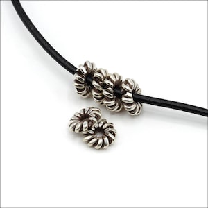 HB129 ~ Hill Tribe Silver, Silver Rondelle Spacer Beads, Hill Tribe Silver Spacers, 7mm x 2.5mm ~ Package of 6