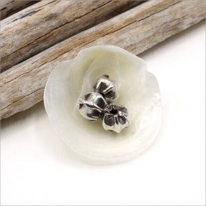 HB045 ~ Hill Tribe Silver Beads, Shiny Pinched Beads, 6.5mm x 5mm, Package of 2