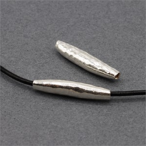 HB025 ~ Hill Tribe Silver Tube Bead, Hammered Tube Bead, 23mm x 5mm, Price per Bead