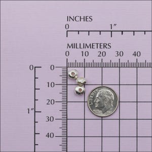 HB090 ~ Hill Tribe Silver, Shiny Silver Faceted Beads, 5mm x 4mm ~ Package of 10 immagine 5