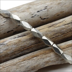 HSTR17 ~ Hill Tribe Silver Bead Strand, Faceted Spacer Beads, 5.7mm x 3mm, 3 inch strand, Approximately 13 beads ~ Price per Strand image 2