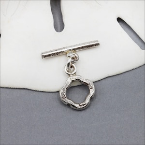 HTG009 ~ Hill Tribe Silver, Small Silver Stamped Toggle, Ring 10mm & Bar 15mm ~ Price per Set