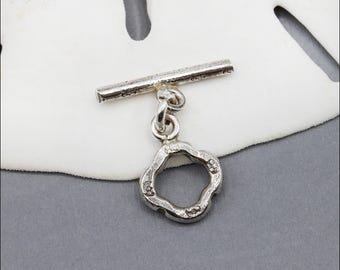 HTG009 ~ Hill Tribe Silver, Small Silver Stamped Toggle, Ring 10mm & Bar 15mm ~ Price per Set