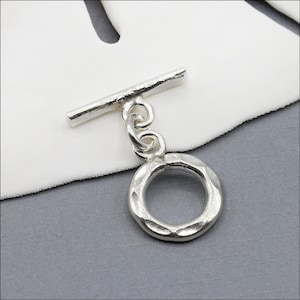 HTG020 ~ Hill Tribe Silver Toggle, Small Hammered Toggle, Ring Size 11mm, Bar Size 18mm, Price per set