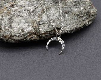 SC02 ~ Sterling Silver Hammered Crescent Moon ~ Price per piece