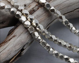 HSTR47 ~ Hill Tribe Silver Shiny Faceted Spacer Bead Strand ~ Price per Strand