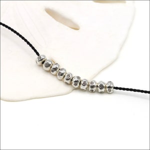 HB094 ~ Hill Tribe Silver Bead, Stamped Flower Beads, Spacer Beads, 3.5mm x 2.3mm, Package of 10