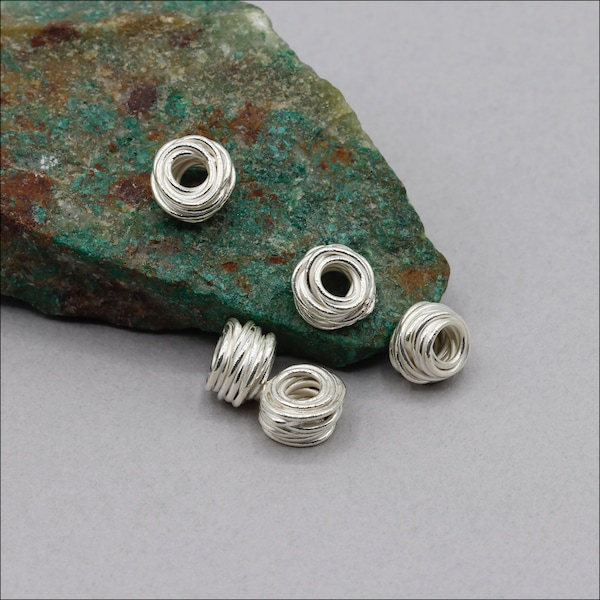 HB072 ~ Hill Tribe Silver Wire-Wrapped Bead ~ Package of 2