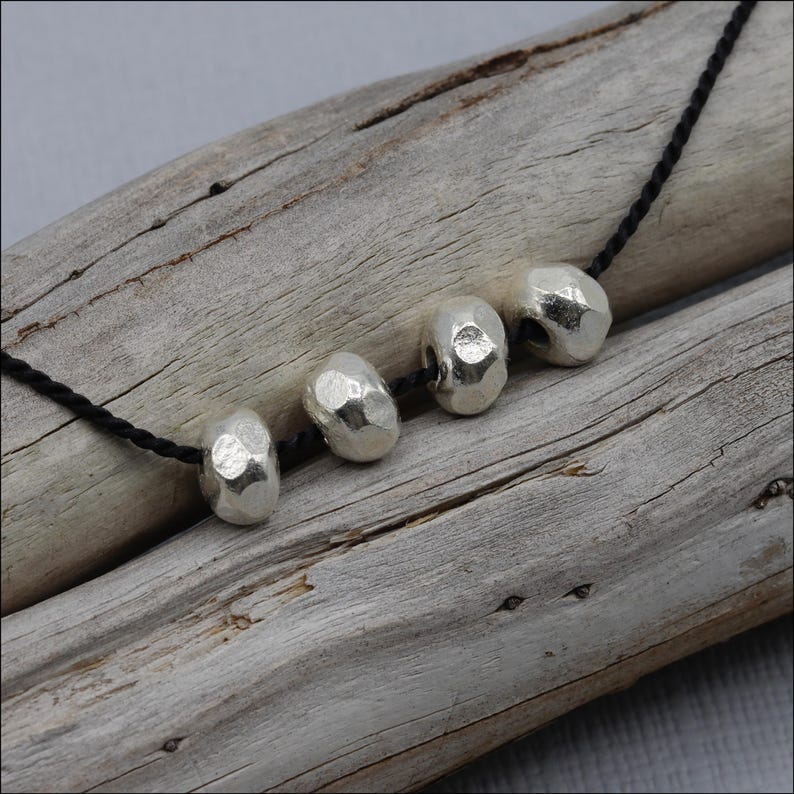 HB090 ~ Hill Tribe Silver, Shiny Silver Faceted Beads, 5mm x 4mm ~ Package of 10 immagine 4
