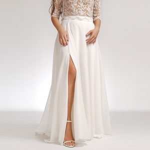 Chiffon Hochzeitsrock mit Schlitz, Boho Brautrock, Strandhochzeitskleid