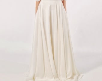 Ivory Chiffon Skirt, Long Bridal Skirt, Bridal separates, Wedding Skirt, Boho Wedding