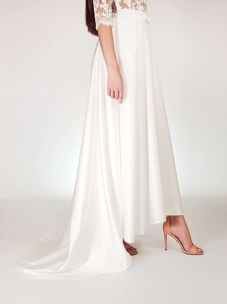 Elegant White Wedding Skirt Long bridal skirt Satin skirt Etsy