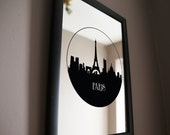 Paris Skyline Mirror, Paris Cityscape, Paris Gift, Paris Silhouette, France Gift, France Skyline, Paris Wall Art