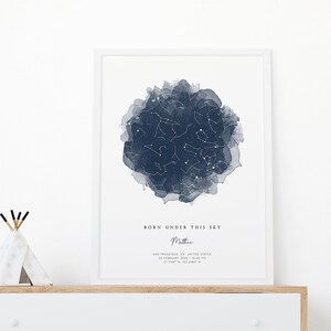 Night Sky the Day When You Were Born Star Map by Date 1st First ...