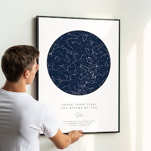 The Day You Became My Daddy Custom Star Map Night Sky, Personalized Father’s Day Gift
