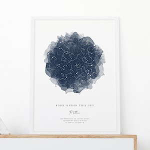 Night Sky the Day When You Were Born Star Map 1st First Birthday Gift ...