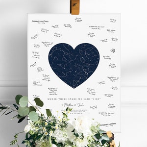 The Day Night We Married Wedding Guest Book Alternative Signing Guestbook Custom Star Constellation Map
