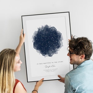 Custom Star Map Night Sky Constellation Chart by Date Location