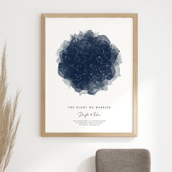 Custom Star Map Wedding Gift for Couple Bride Him Groom Husband Wife Sister Son Daughter Friend Fiance Her Brother Mom Mother Dad Father