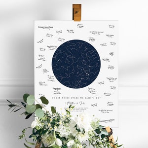 Carte des étoiles mariage personnalisé signature livre d'or monogramme alternatif livre d'or livre d'or réception de mariage livre d'or mariage ciel nocturne imprimable