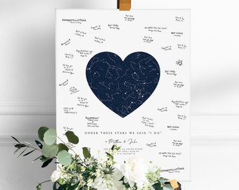 Under These Stars Night Sky Custom Star Map Constellation Guest Book Alternative Wedding Signing Monogram Guestbook Poster Digital Printable