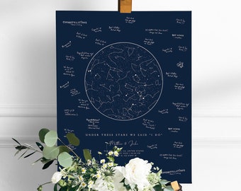 Personalized Wedding Guest Book Alternative Reception Signing Guestbook Night The Day We Married Custom Star Map by Date Location