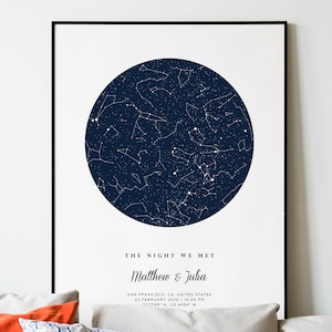 Stars on the Day Night We Met Engaged Married, Custom Constellation Star Map Chart by Date. Wedding Anniversary Engagement Gift for Couple.