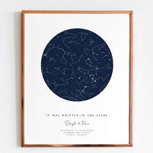 Custom Star Map by Date Digital, Personalized Night Sky Print, Wedding Anniversary Star Map Gift for Couple, Engagement Gift for Friends