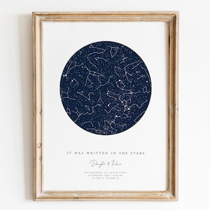 Cadeau d'anniversaire personnalisé pour un couple, lui, son mari, sa femme, son petit ami, sa petite amie. Carte des étoiles personnalisée par date TÉLÉCHARGEMENT NUMÉRIQUE Impression