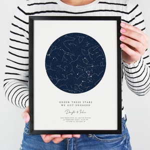 Stars on Night Day We Got Engaged Custom Star Map, Personalized Engagement Gift