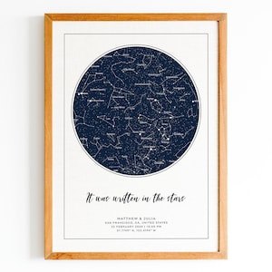 Custom Star Map Night Sky Constellation Chart by Date Location Print