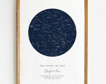 The Night Sky Day We Met Married, Custom Constellation Star Map Chart by Date