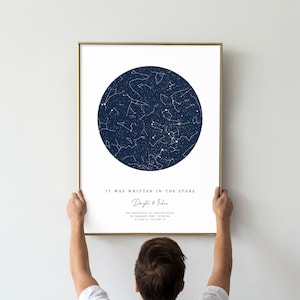 Cadeau de mariage de dernière minute pour le marié mari fils papa père frère neveu oncle ami cousin conjoint hommes. Impression personnalisée de carte du ciel nocturne