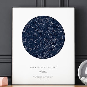 Personalized Birthday Gift Custom Star Map Birth Date Night Sky Day You Were Born