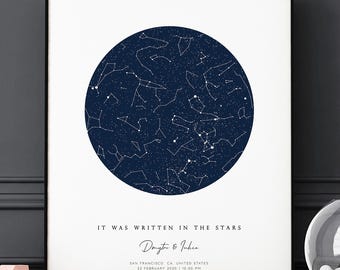 Anniversary Print Custom Star Map by Date Printable Constellation Chart Night Sky Personalized Digital Download Custom Constellation Map