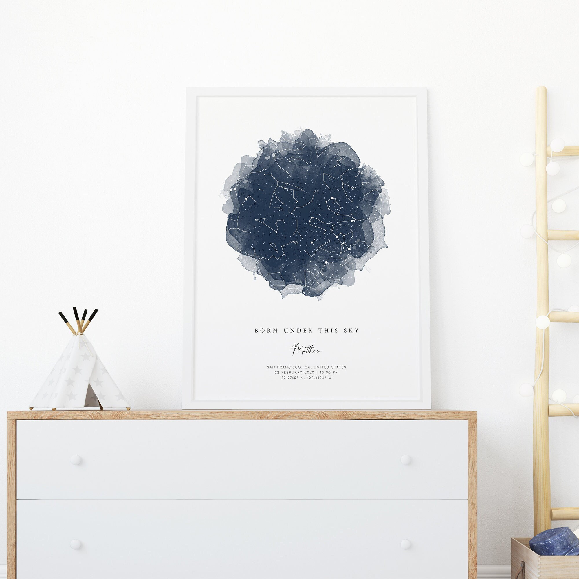 Night Sky the Day When You Were Born Star Map 1st First Birthday Gift ...