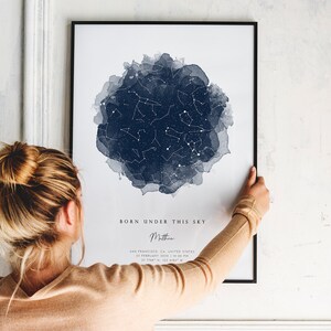 Night Sky the Day When You Were Born Star Map by Date Digital. 1st ...