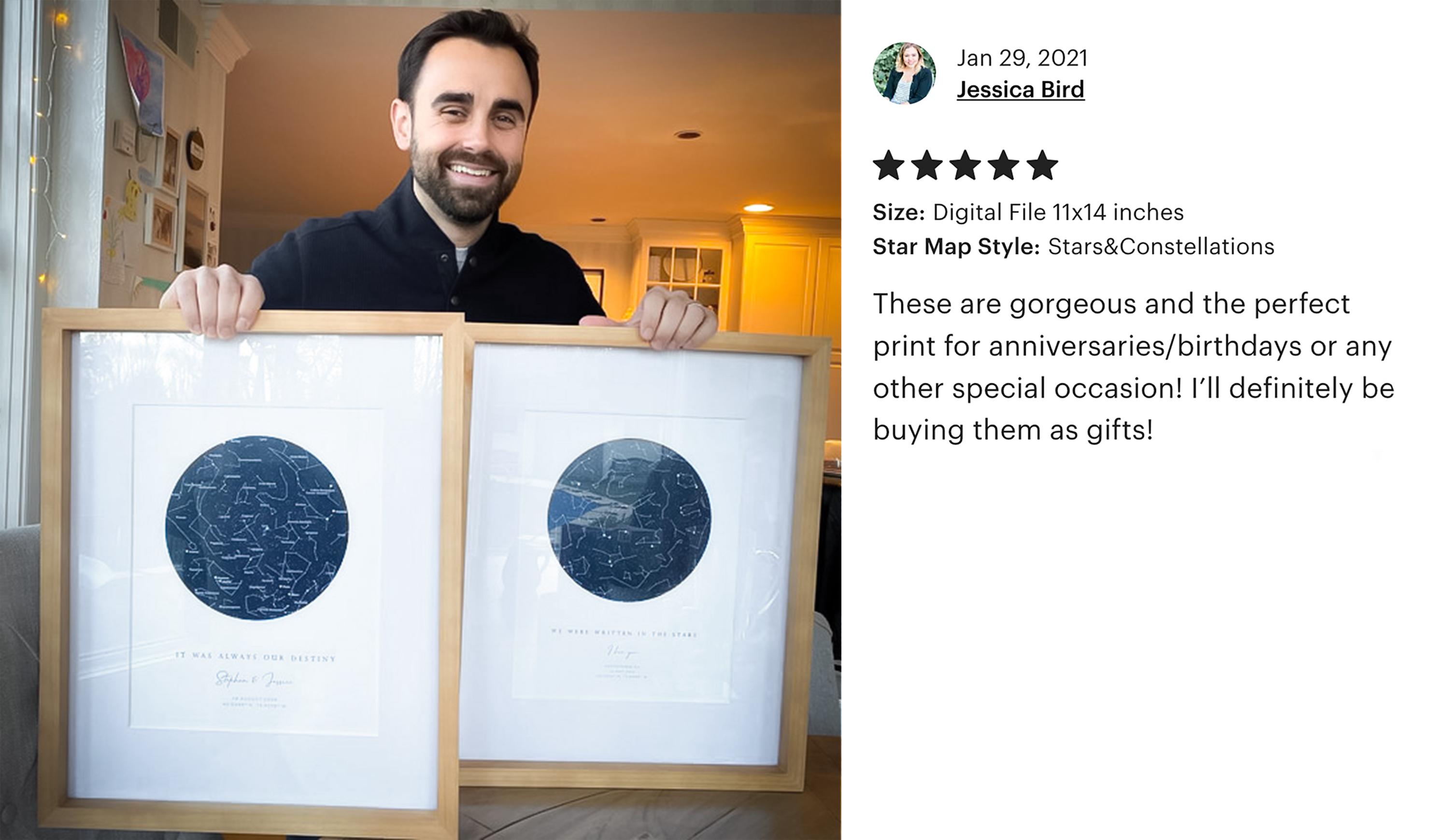 Custom Star Chart of the Night Sky Day You Were Born, Personalized ...